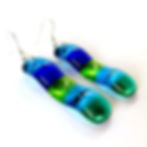Blue and green fused glass earrings