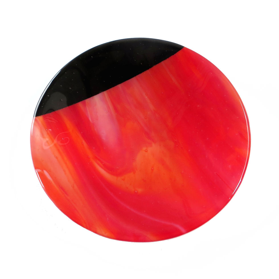 Thumbnail: Red and white fused glass bowl