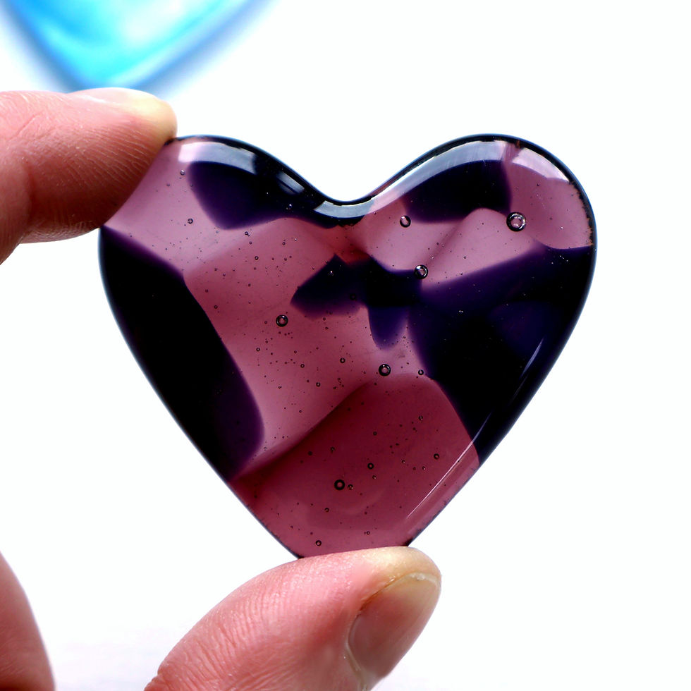 Thumbnail: Colourful fused glass pocket heart