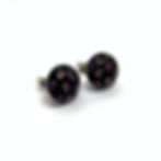 Black and purple dotted dichroic glass stud earrings, RD Glass