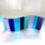Blue and purple striped fused glass wave