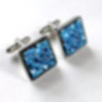 Silver blue textured dichroic glass cufflinks, RD Glass