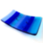 Blue striped handmade fused glass soap dish