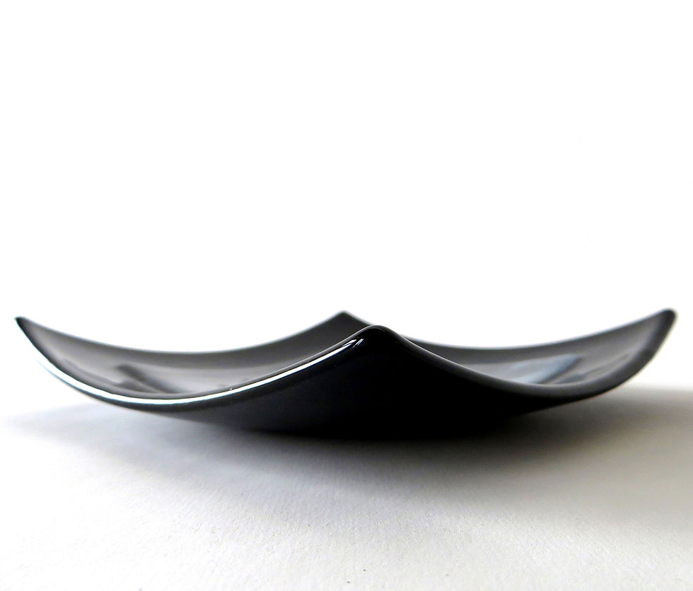 Thumbnail: Black handmade square fused glass bowl
