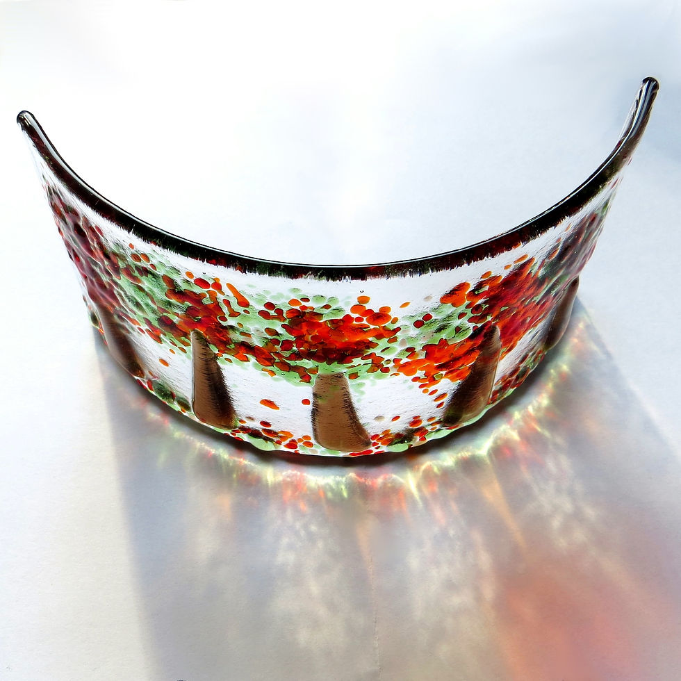 Thumbnail: Make at home fused glass kit, colourful trees curve