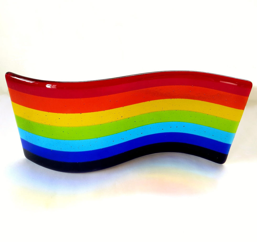 Thumbnail: Large rainbow fused glass wave