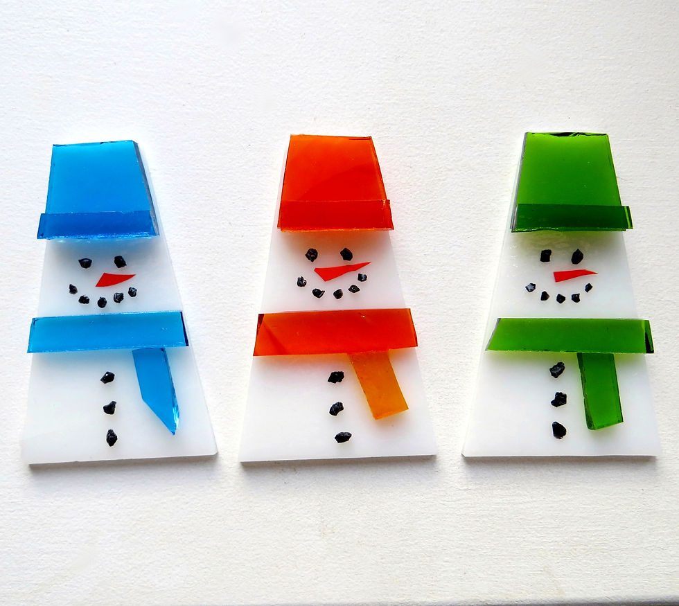 Thumbnail: Make your own set of three fused glass snowmen art kit