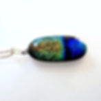 Orange and blue stripe dichroic glass pendant