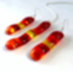 Red handmade fused glass necklace and earring set