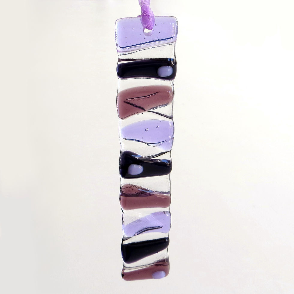 Thumbnail: Purple tactile abstract fused glass hanging