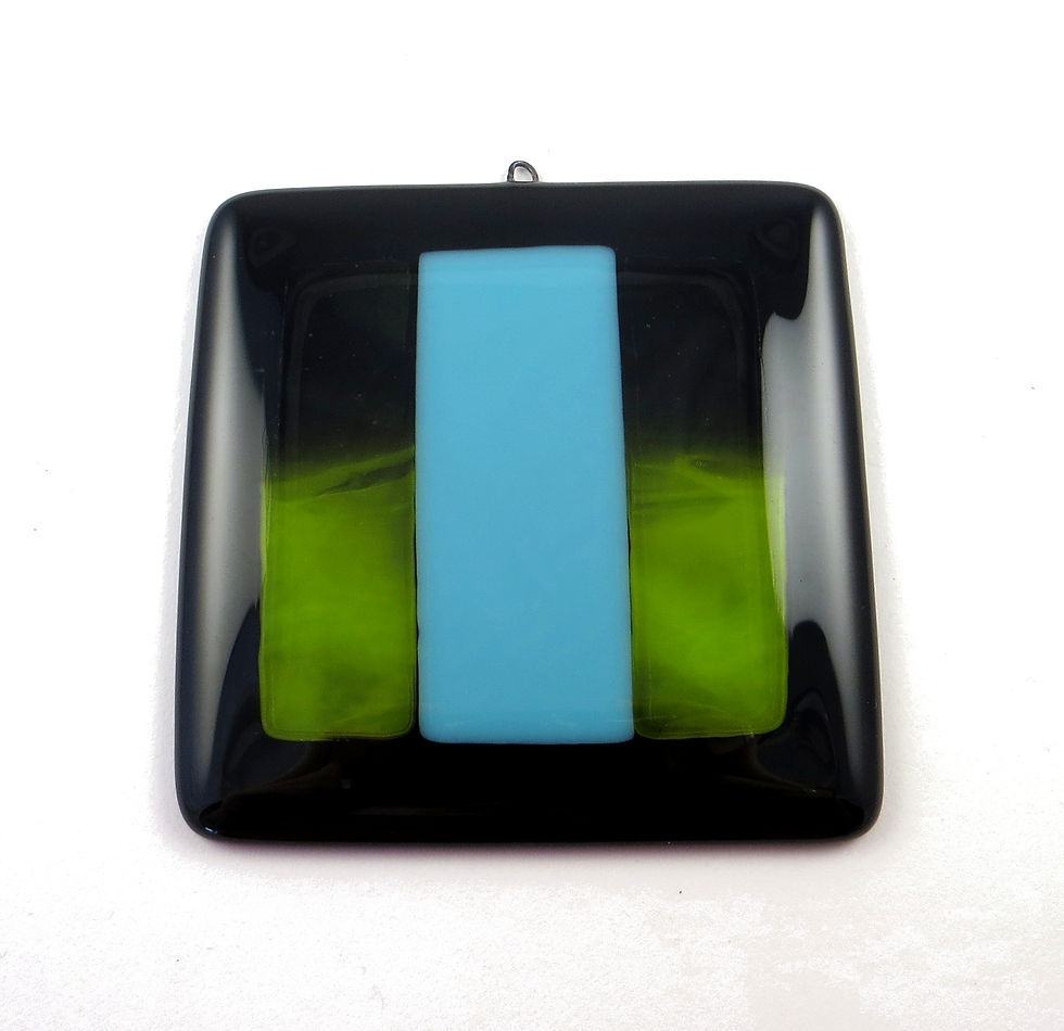 Thumbnail: Black and green fused glass wall hanging