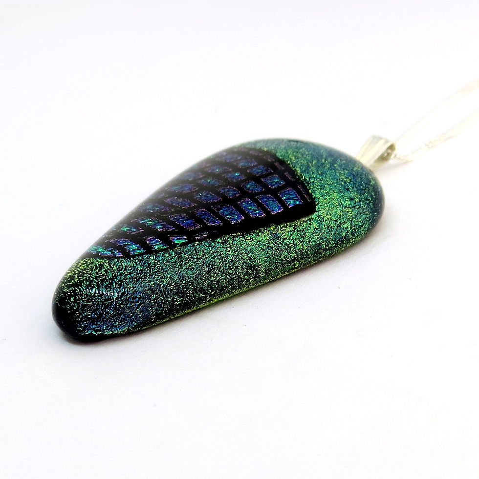 Thumbnail: Green and yellow dichroic glass necklace