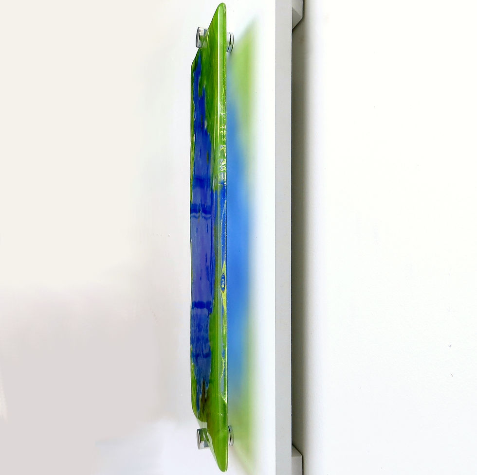Thumbnail: Unique gift Derwent Water fused glass wall art