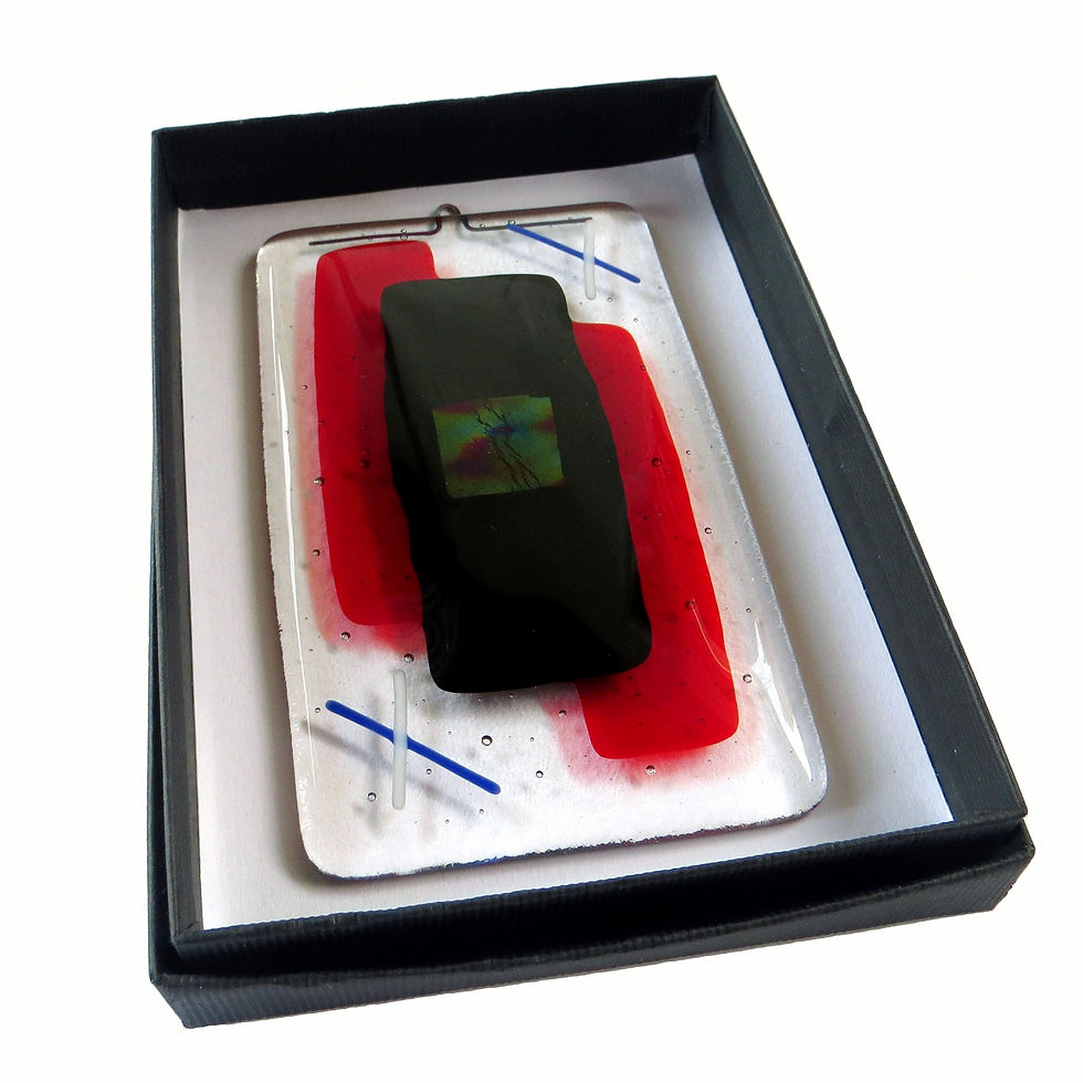 Thumbnail: Red handmade fused glass wall panel