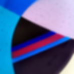 Abstract geometric colourful round fused glass dish