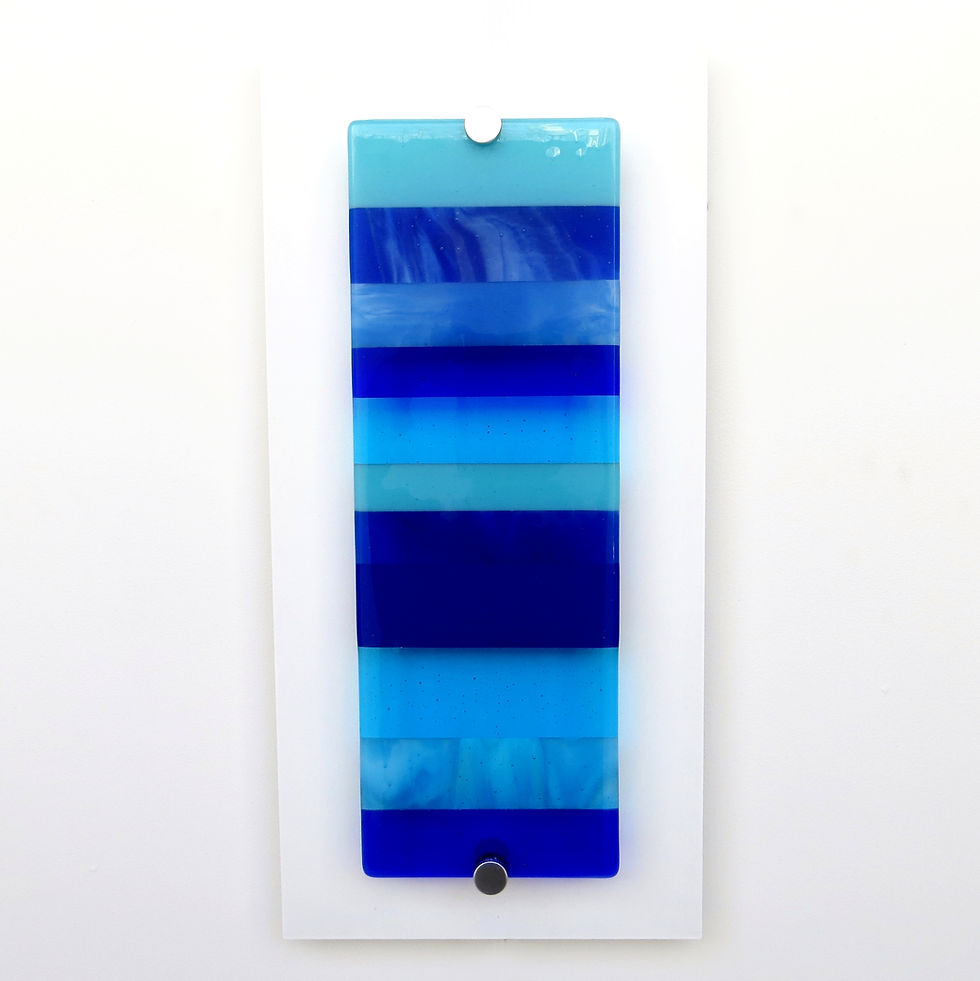 Thumbnail: Blue striped fused glass wall panel