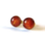 Orange dichroic glass and sterling silver stud earrings