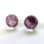 Handmade pink dichroic glass stud earrings