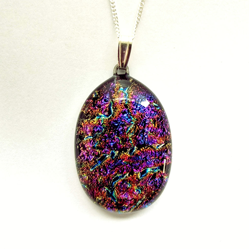 Purple vivid dichroic glass necklace, RD Glass