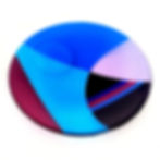 Abstract geometric blue and purple fused glass bowl, RD Glass