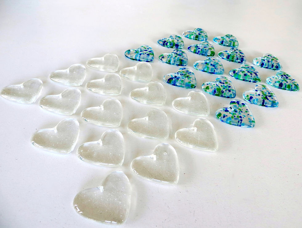 Fused glass heart favours / decorations