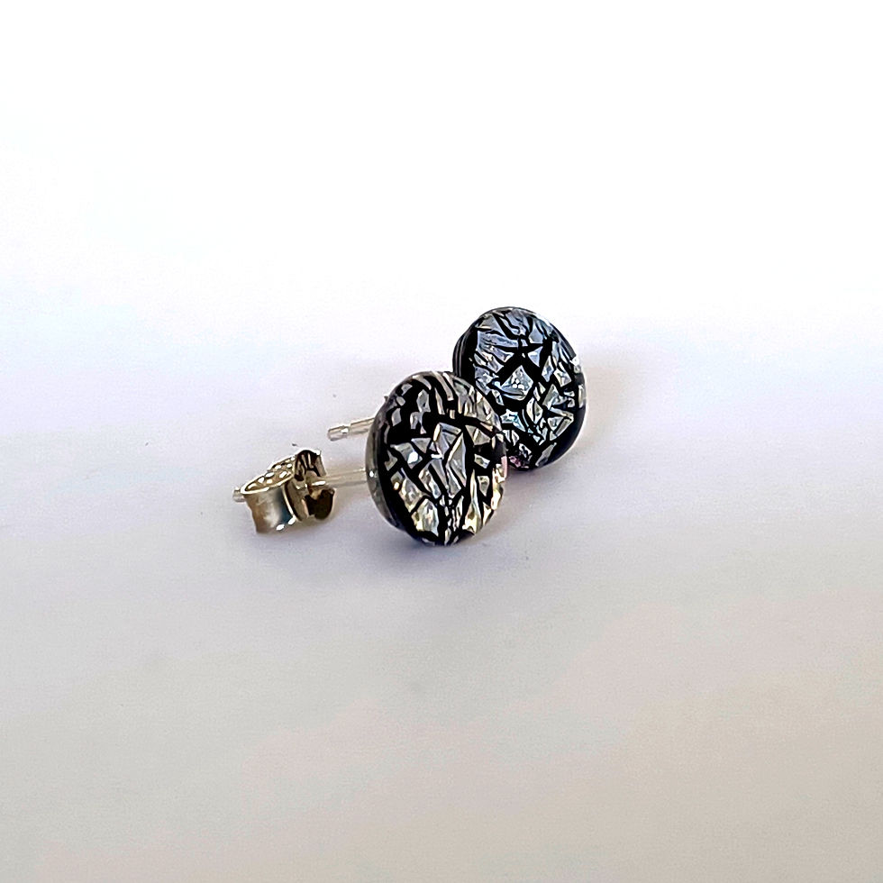 Thumbnail: Lilac dichroic glass and sterling silver stud earrings