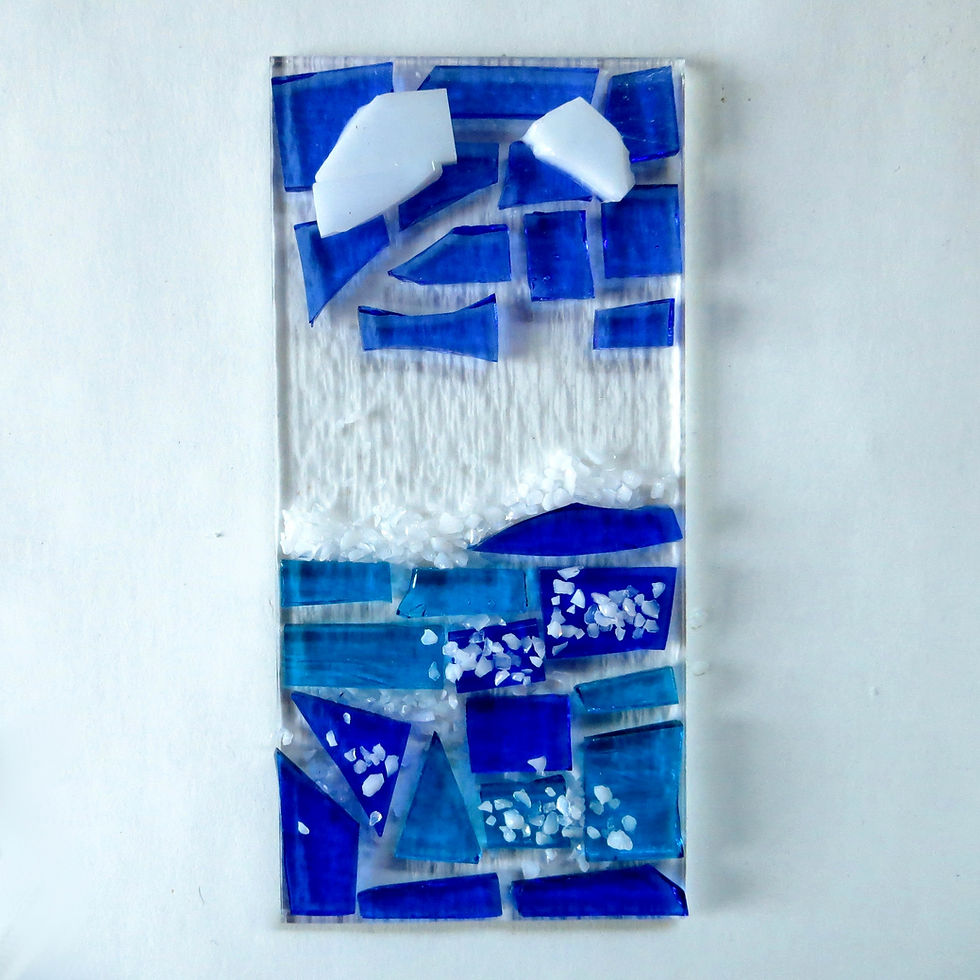 Thumbnail: Make at home blue and white fused glass hanging kit