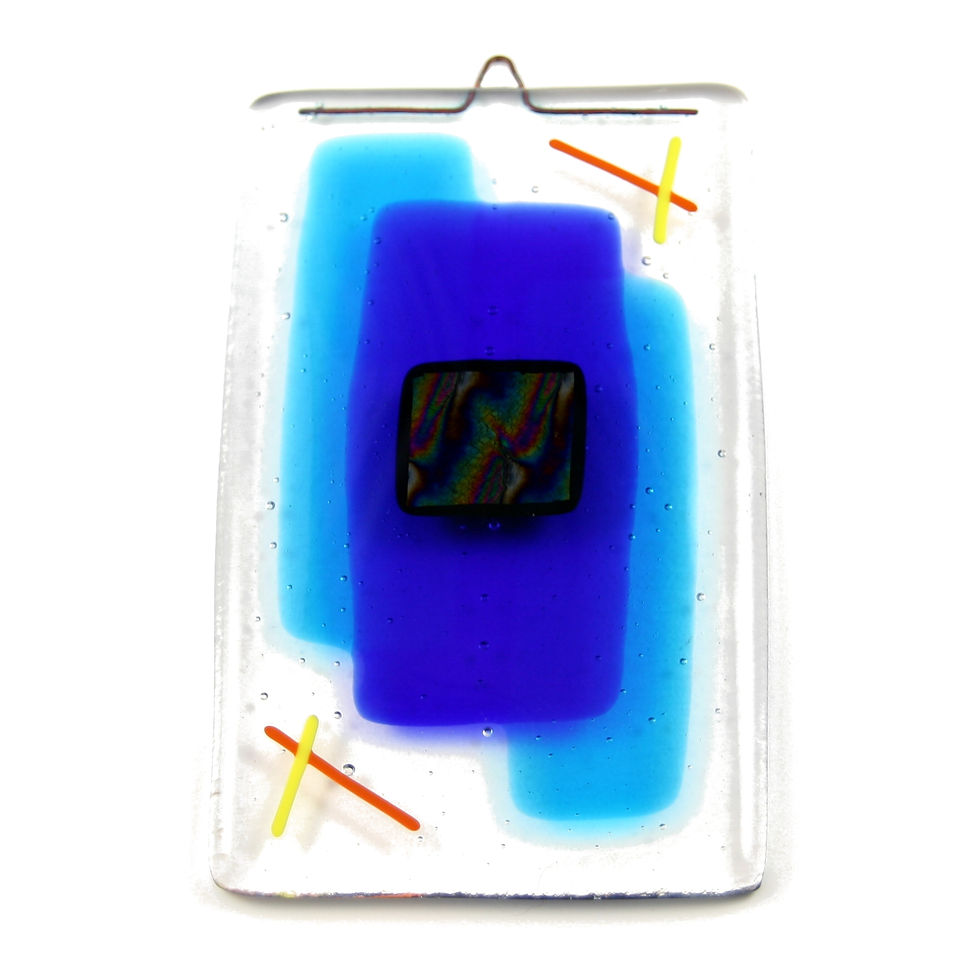 Thumbnail: Blue handmade fused glass wall hanging