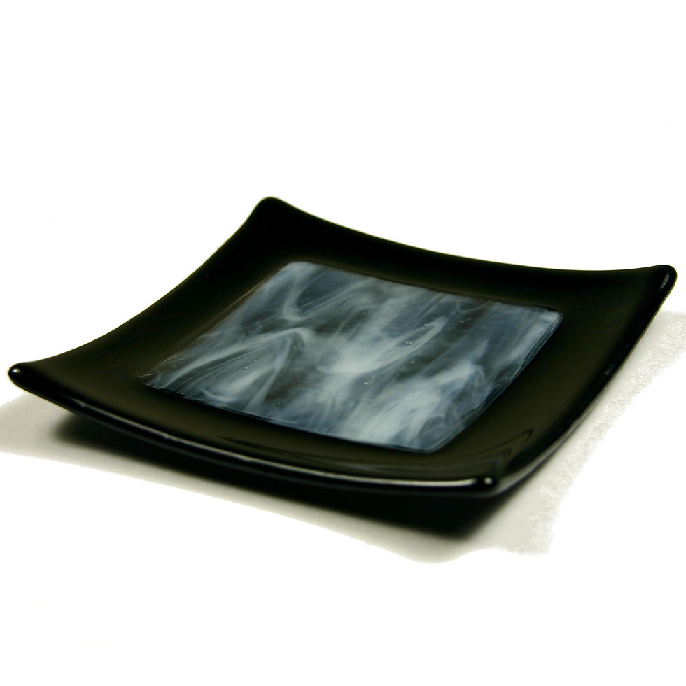 Thumbnail: Black and white fused glass bowl