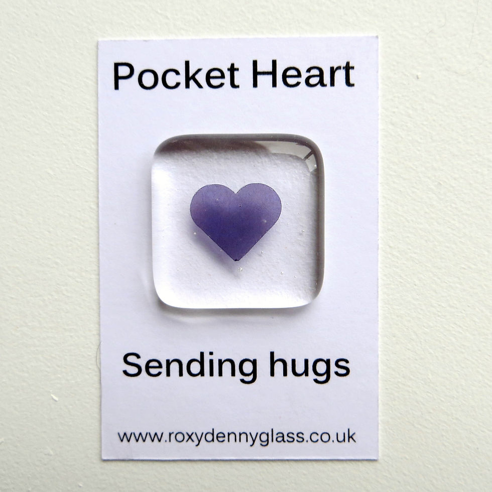Thumbnail: Purple fused glass pocket heart hug