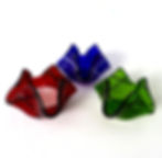 Colourful lined fused glass candle holders, RD Glass