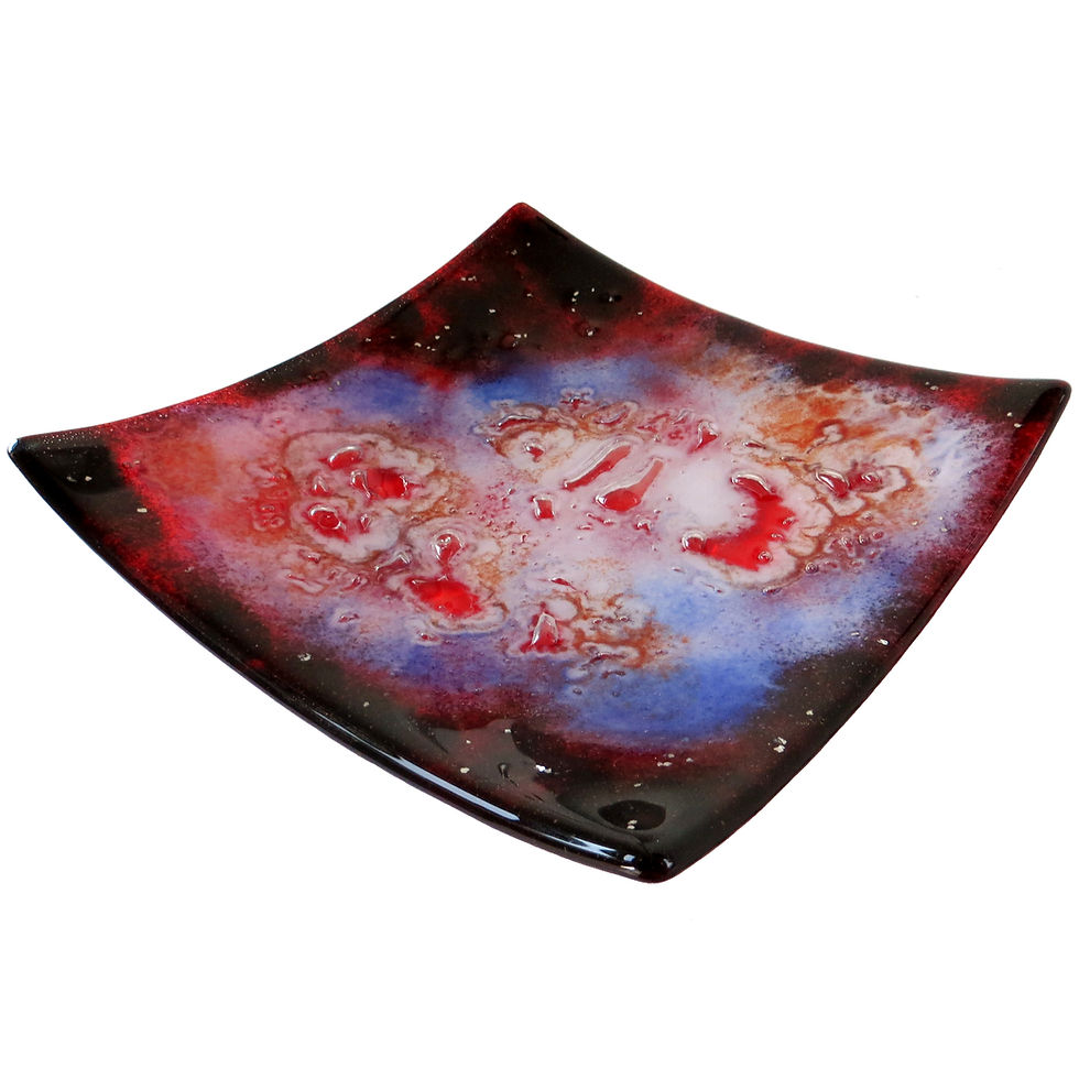 Thumbnail: Colourful red fused glass bowl