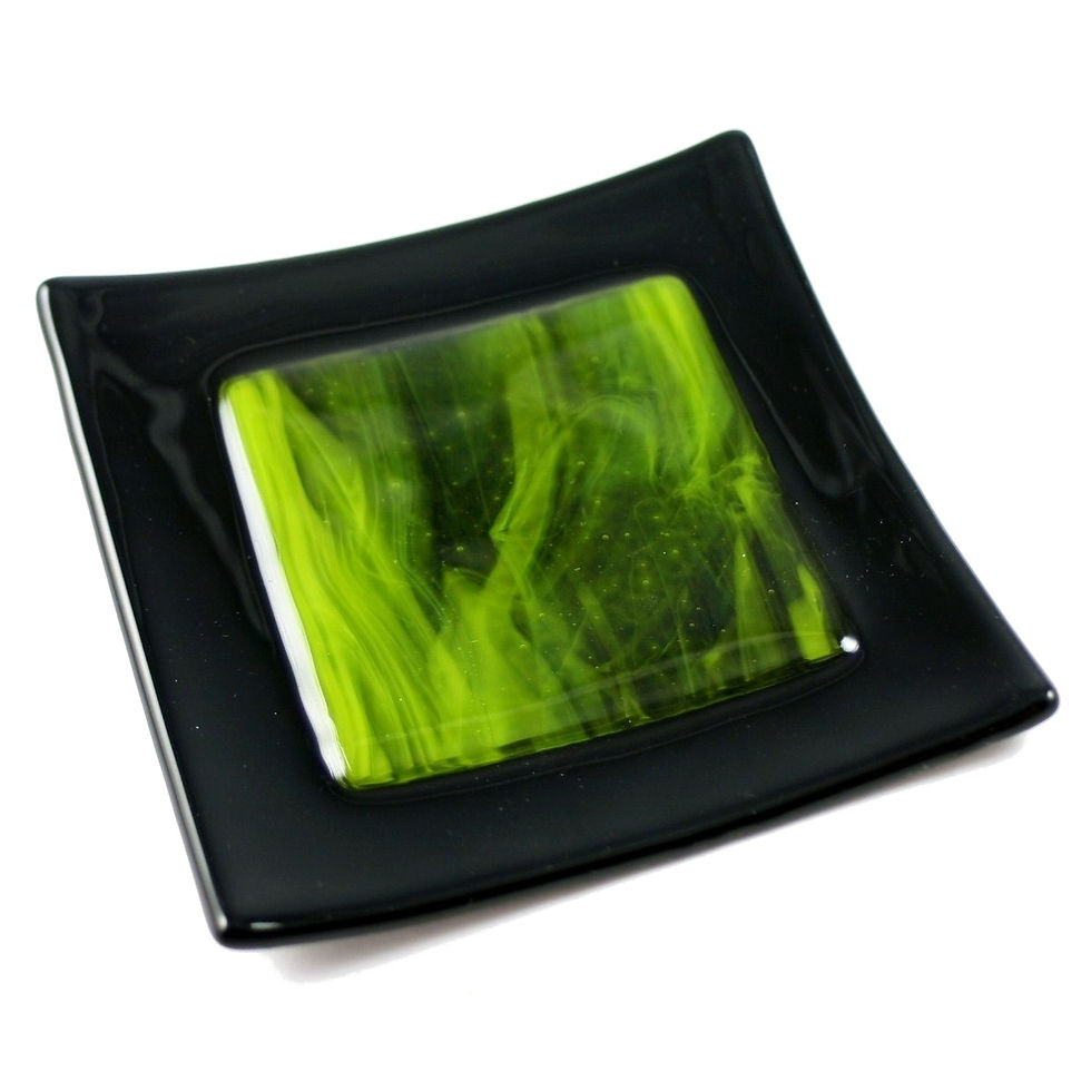 Thumbnail: Black and green fused glass bowl