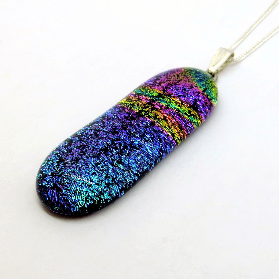 Blue and purple multicoloured dichroic glass pendant, RD Glass