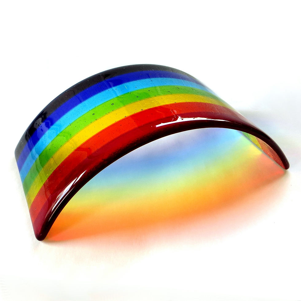Thumbnail: Large handmade fused glass freestanding rainbow pride gift