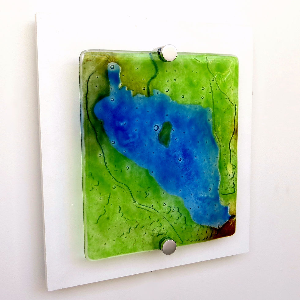 Thumbnail: Lake Grasmere mounted fused glass wall art