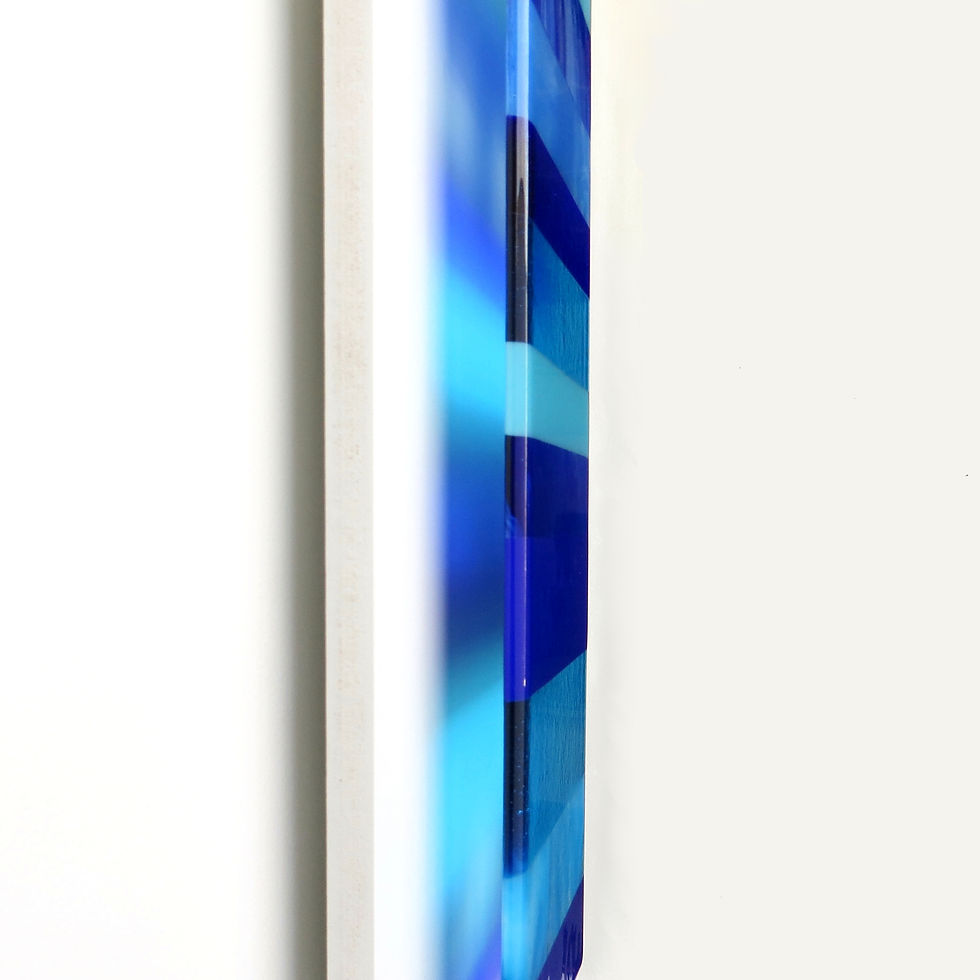 Thumbnail: Blue abstract fused glass wall art