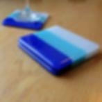 Blue and white fused glass coasters