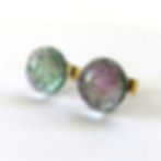 Silvery pink dichroic glass stud earrings