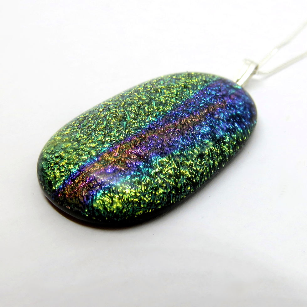 Thumbnail: Yellow and blue dichroic glass pendant
