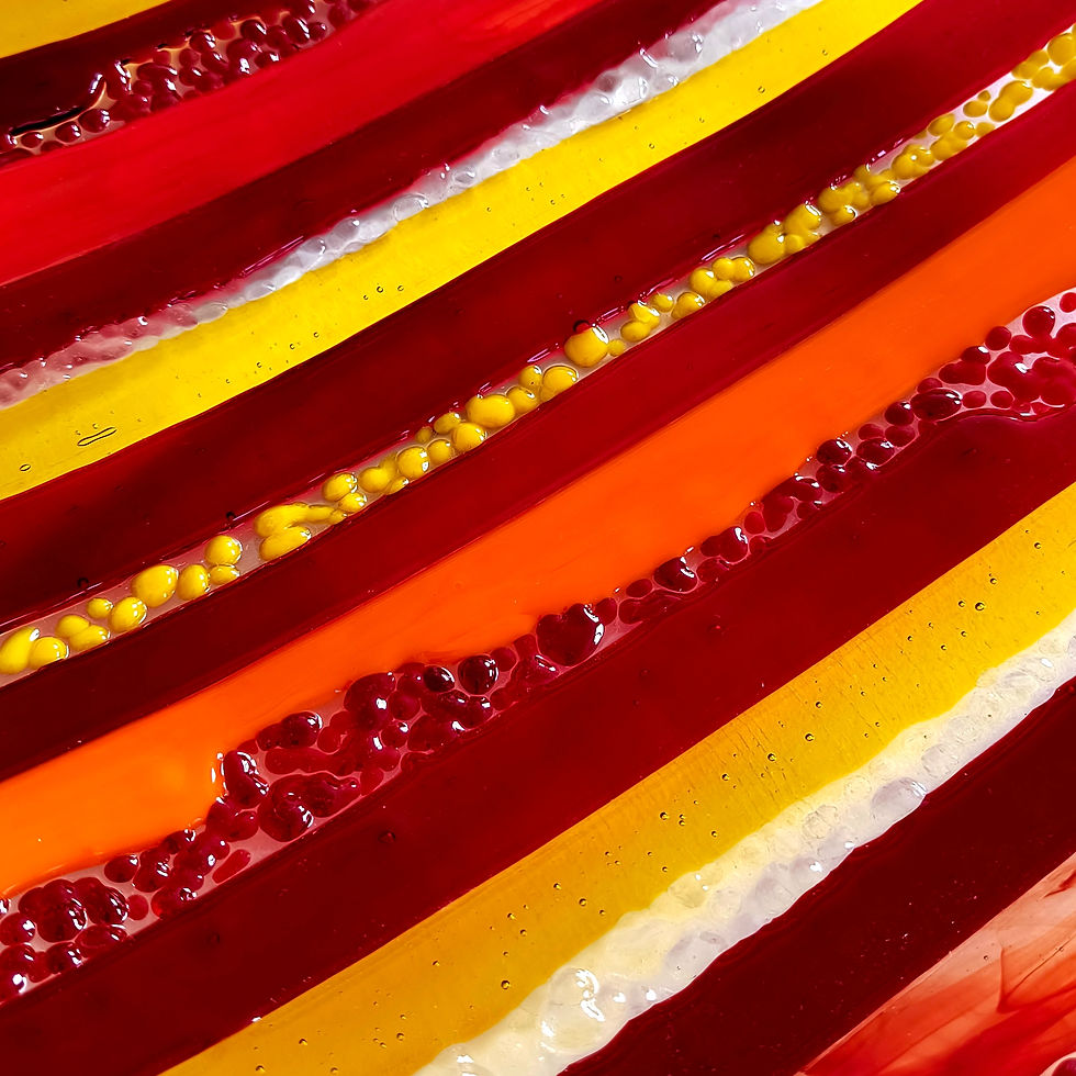 Thumbnail: Red abstract large round fused glass bowl