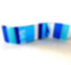 Handmade blue and white fused glass wave