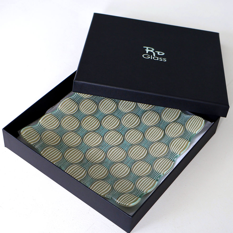 Thumbnail: Gift boxed limited edition abstract fused glass dish