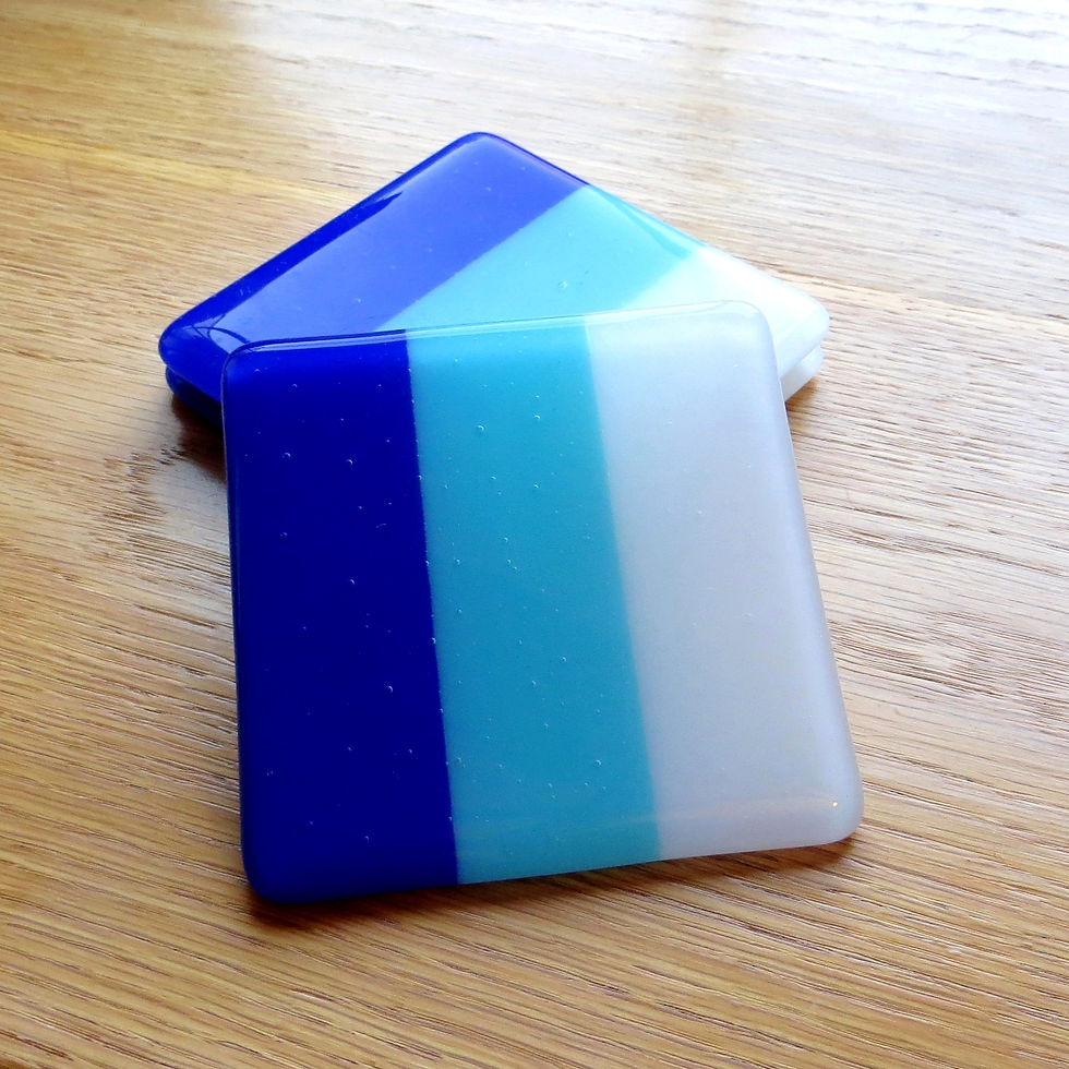 Thumbnail: Blue striped fused glass coasters