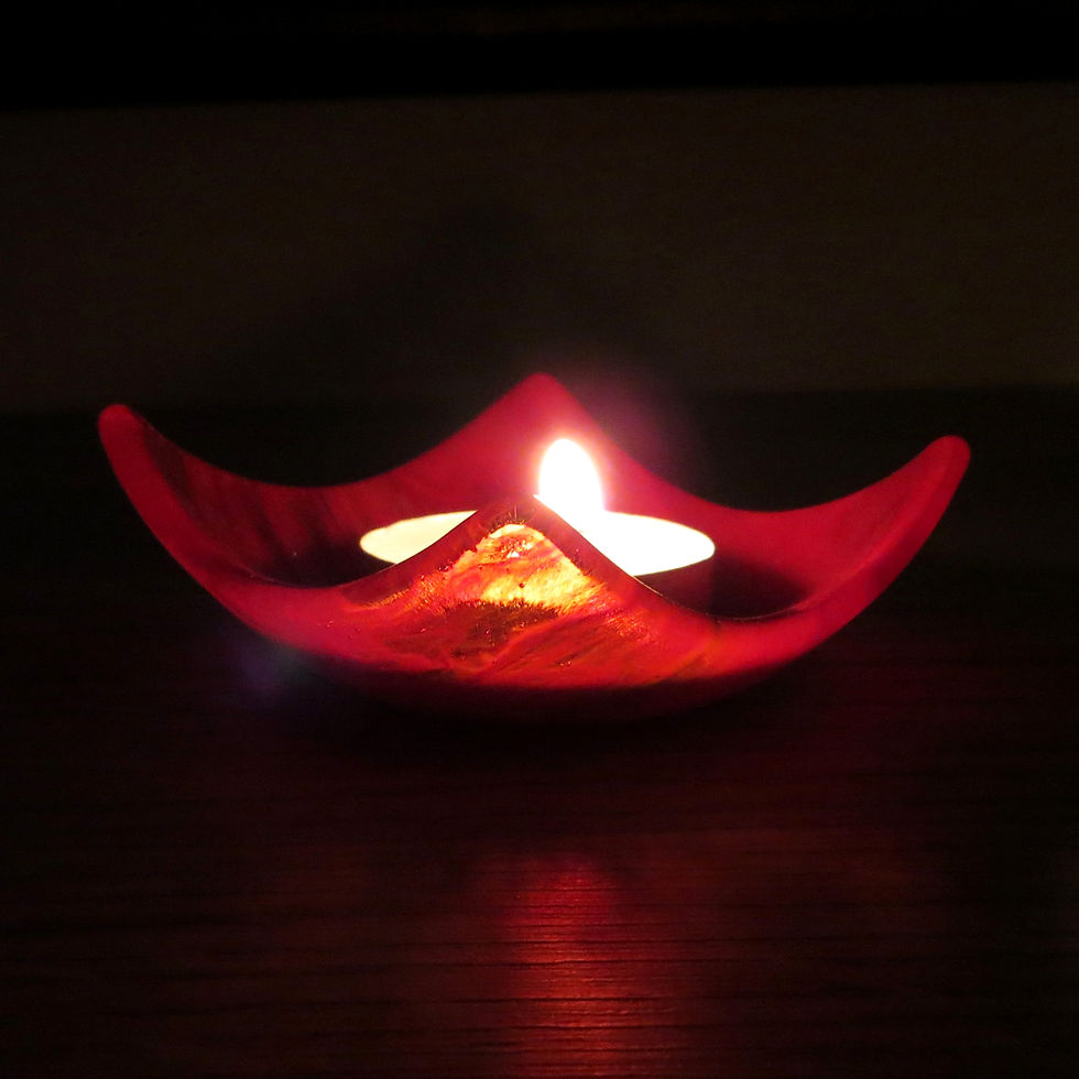 Thumbnail: Red fused glass candle holder