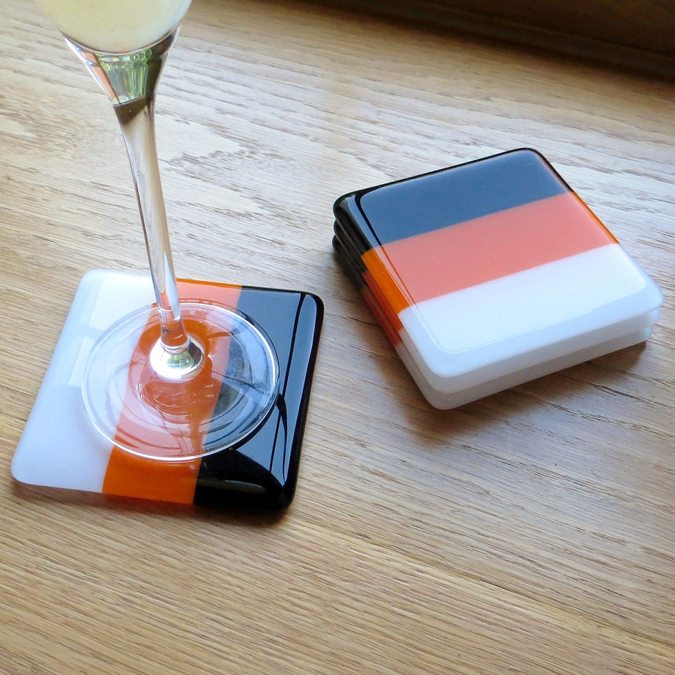 Thumbnail: Colourful fused glass coasters