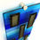 Thumbnail: Blue and silver striped fused glass wall panel