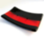Black and orange striped fused glass soap dish