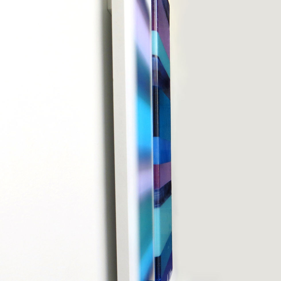 Thumbnail: Blue and purple rectangular fused glass wall panel
