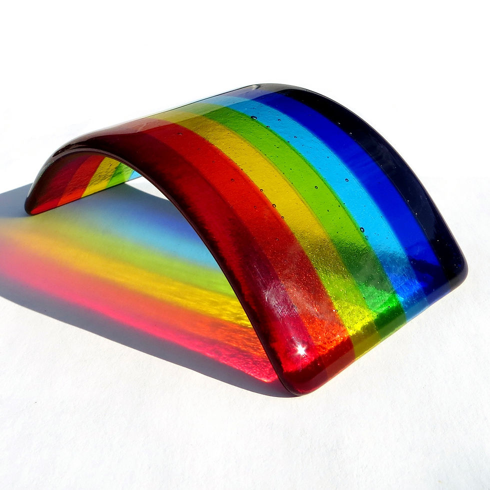 Thumbnail: Handmade rainbow fused glass bridge